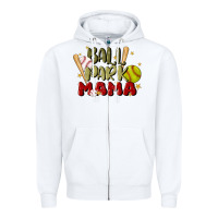 White ballpark mama Zipper Hoodie - JahusDesignShop
