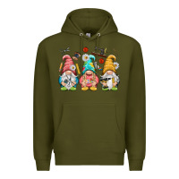 Army Green crafter gnomies Premium Hoodie - NancyCooperArtShop