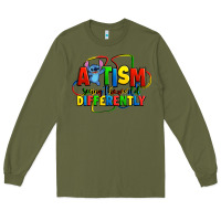 Army Green autism stitch seeing the world differently Long Sleeve Tee - Zillion Design Studio