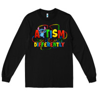 Black autism stitch seeing the world differently Long Sleeve Tee - Zillion Design Studio