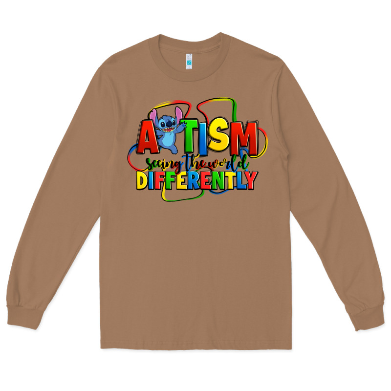 Autism Stitch Seeing The World Differently Long Sleeve Tee by Zillion Design Studio | Teevron