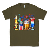 Army Green 4th of July American drinks Classic Tee - Neo Western