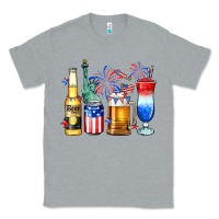 Heather Grey 4th of July American drinks Classic Tee - Neo Western