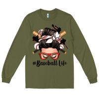 Army Green baseball life messy bun Long Sleeve Tee - Zillion Design Studio