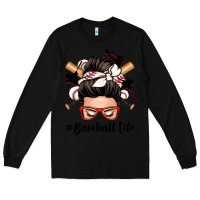 Black baseball life messy bun Long Sleeve Tee - Zillion Design Studio