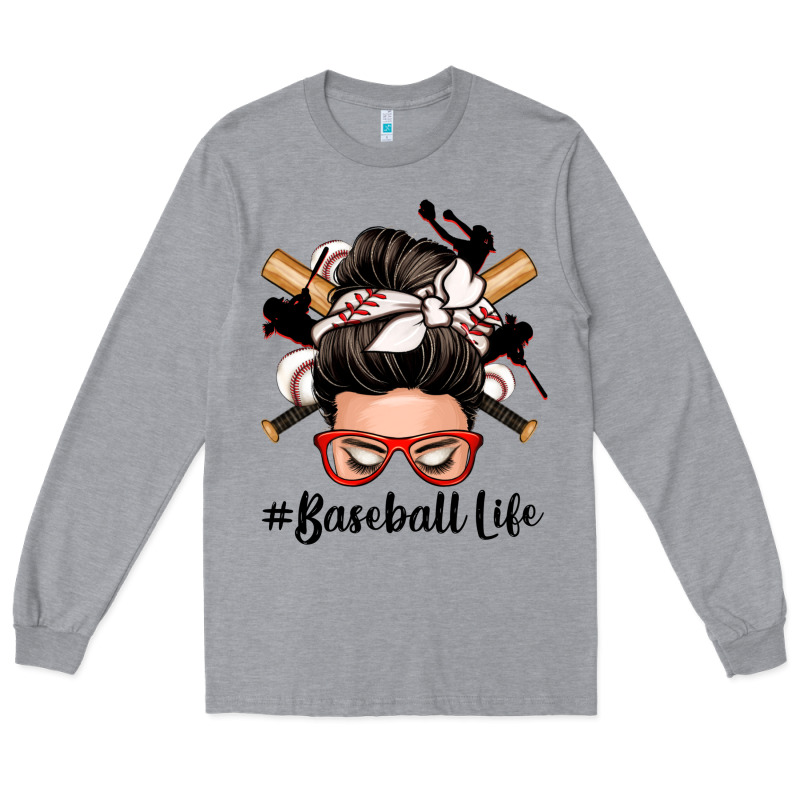 Baseball Life Messy Bun Long Sleeve Tee by Zillion Design Studio | Teevron