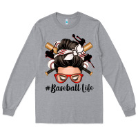 Heather Grey baseball life messy bun Long Sleeve Tee - Zillion Design Studio