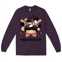 Plum baseball life messy bun Long Sleeve Tee - Zillion Design Studio