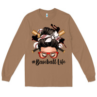 Toasted Coconut baseball life messy bun Long Sleeve Tee - Zillion Design Studio