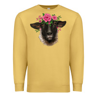 Antique Gold suffolk ewe sheep with floral headdress Premium Sweatshirt - BarkalooDesign