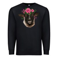Black suffolk ewe sheep with floral headdress Premium Sweatshirt - BarkalooDesign