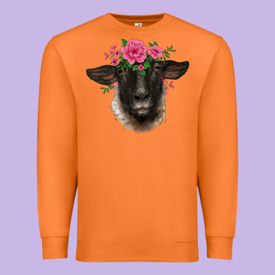 Suffolk Ewe Sheep With Floral Headdress Premium Sweatshirt Designed By Barkaloodesign