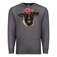 Charcoal Heather suffolk ewe sheep with floral headdress Premium Sweatshirt - BarkalooDesign