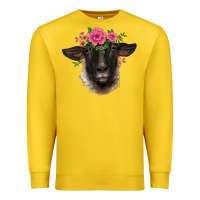 Lemon suffolk ewe sheep with floral headdress Premium Sweatshirt - BarkalooDesign