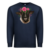 Navy suffolk ewe sheep with floral headdress Premium Sweatshirt - BarkalooDesign