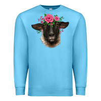 Ocean Blue suffolk ewe sheep with floral headdress Premium Sweatshirt - BarkalooDesign