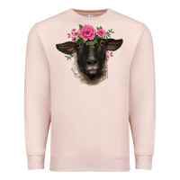 Pale Pink suffolk ewe sheep with floral headdress Premium Sweatshirt - BarkalooDesign