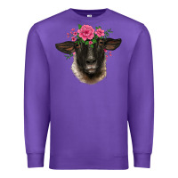 Purple suffolk ewe sheep with floral headdress Premium Sweatshirt - BarkalooDesign