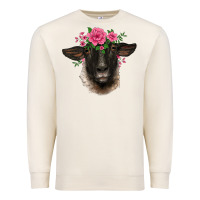 Sandshell suffolk ewe sheep with floral headdress Premium Sweatshirt - BarkalooDesign