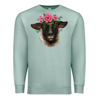 Seafoam suffolk ewe sheep with floral headdress Premium Sweatshirt - BarkalooDesign