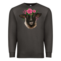 Smoke suffolk ewe sheep with floral headdress Premium Sweatshirt - BarkalooDesign