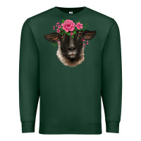 Sports Green suffolk ewe sheep with floral headdress Premium Sweatshirt - BarkalooDesign