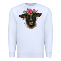 White suffolk ewe sheep with floral headdress Premium Sweatshirt - BarkalooDesign