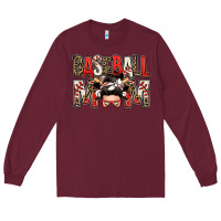 Burgundy baseball mom messy bun Long Sleeve Tee - Zillion Design Studio