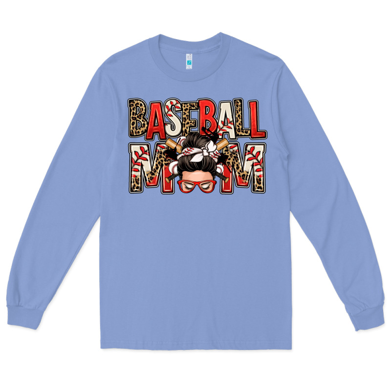 Baseball Mom Messy Bun Long Sleeve Tee by Zillion Design Studio | Teevron