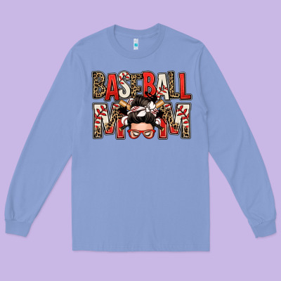 Baseball Mom Messy Bun Long Sleeve Tee Designed By Zillion Design Studio