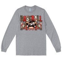 Heather Grey baseball mom messy bun Long Sleeve Tee - Zillion Design Studio