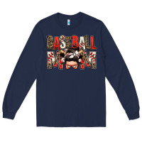 Navy baseball mom messy bun Long Sleeve Tee - Zillion Design Studio
