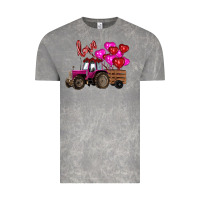Cloud Rock Valentine's day pink tractor with pin heart balloons Vintage Tee - RanaPortraitStore