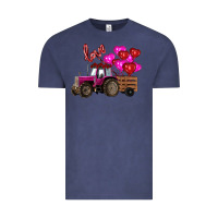 Vintage Denim Valentine's day pink tractor with pin heart balloons Vintage Tee - RanaPortraitStore