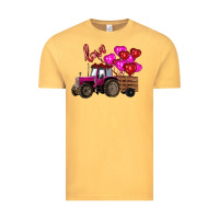 Vintage Mustard Valentine's day pink tractor with pin heart balloons Vintage Tee - RanaPortraitStore