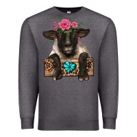 Charcoal Heather suffolk ewe peeking with floral headdress Premium Sweatshirt - BarkalooDesign