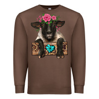 Chestnut suffolk ewe peeking with floral headdress Premium Sweatshirt - BarkalooDesign