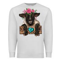 Dove Grey suffolk ewe peeking with floral headdress Premium Sweatshirt - BarkalooDesign
