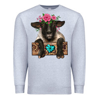 Heather Grey suffolk ewe peeking with floral headdress Premium Sweatshirt - BarkalooDesign
