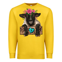 Lemon suffolk ewe peeking with floral headdress Premium Sweatshirt - BarkalooDesign