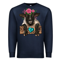Navy suffolk ewe peeking with floral headdress Premium Sweatshirt - BarkalooDesign