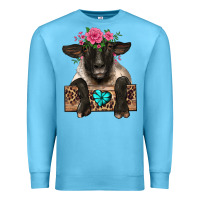 Ocean Blue suffolk ewe peeking with floral headdress Premium Sweatshirt - BarkalooDesign