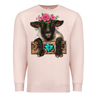 Pale Pink suffolk ewe peeking with floral headdress Premium Sweatshirt - BarkalooDesign