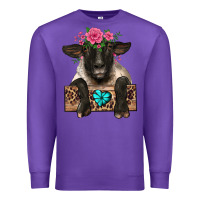 Purple suffolk ewe peeking with floral headdress Premium Sweatshirt - BarkalooDesign