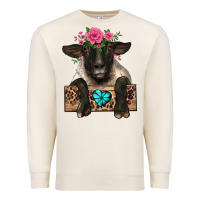 Sandshell suffolk ewe peeking with floral headdress Premium Sweatshirt - BarkalooDesign