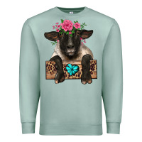 Seafoam suffolk ewe peeking with floral headdress Premium Sweatshirt - BarkalooDesign