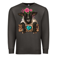 Smoke suffolk ewe peeking with floral headdress Premium Sweatshirt - BarkalooDesign