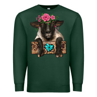 Sports Green suffolk ewe peeking with floral headdress Premium Sweatshirt - BarkalooDesign