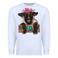 White suffolk ewe peeking with floral headdress Premium Sweatshirt - BarkalooDesign