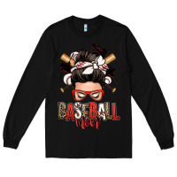 Black baseball mom messy bun Long Sleeve Tee - Zillion Design Studio